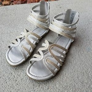Gold and silver ankle gladiator sandals